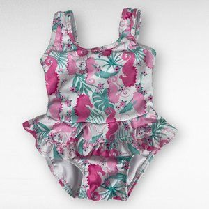 The Original Flap Happy Baby Bathing Suit Swimsuit Floral Sleeveless Size 12M